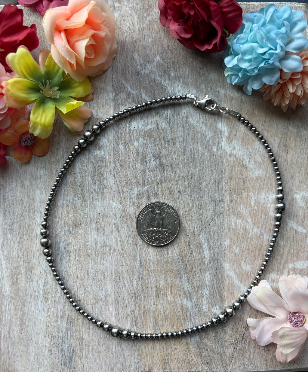 Graduated Silver  Pearls 3-6mm 16"