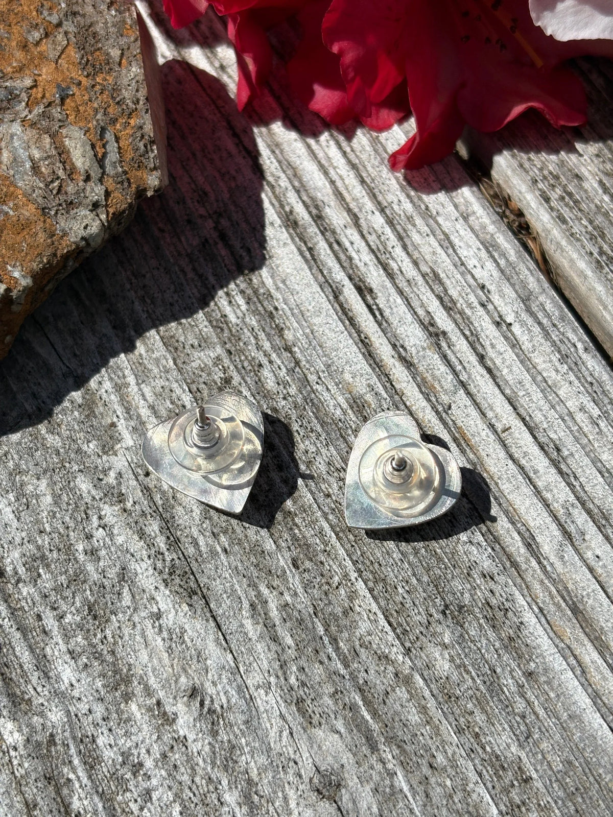 Blue Ice Dahlia Sterling Silver Heart Necklace & Earring Set
