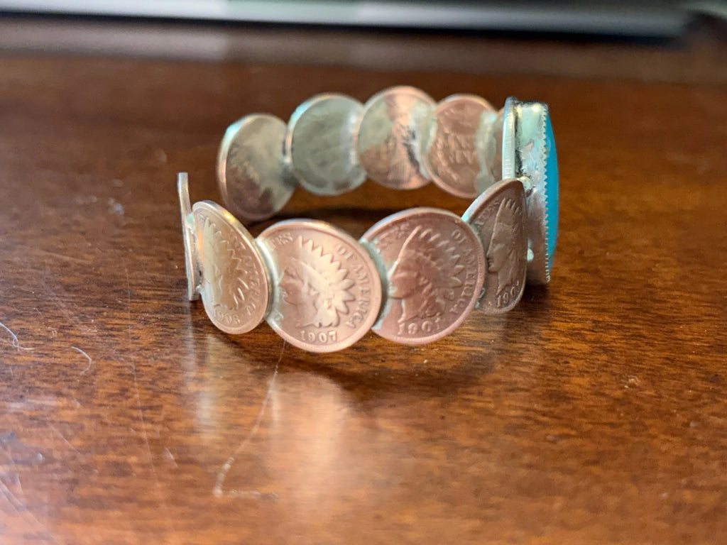 Kingman Indian Head Penny Cuff size 7.5”