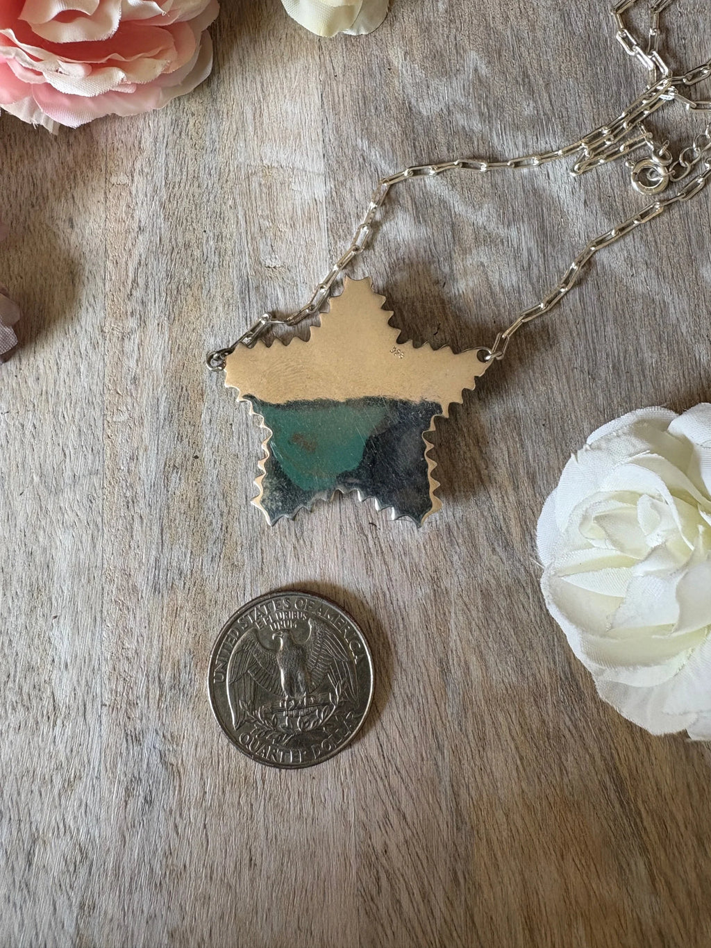 Peacock Dahlia Star Necklace 16”