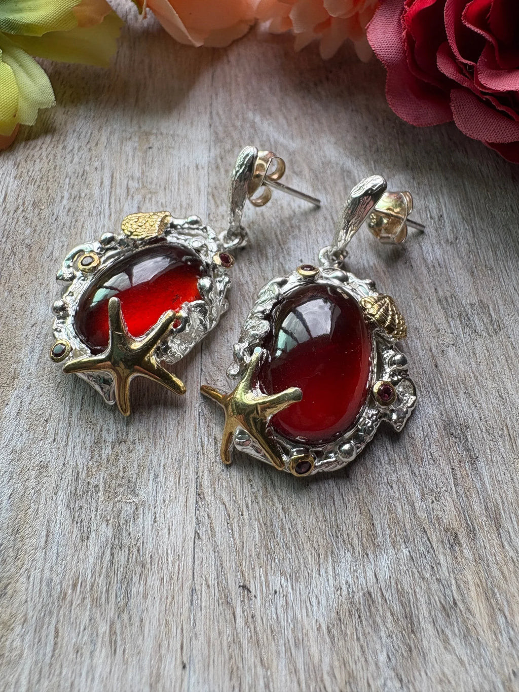 Ocean Dream Garnet Earrings