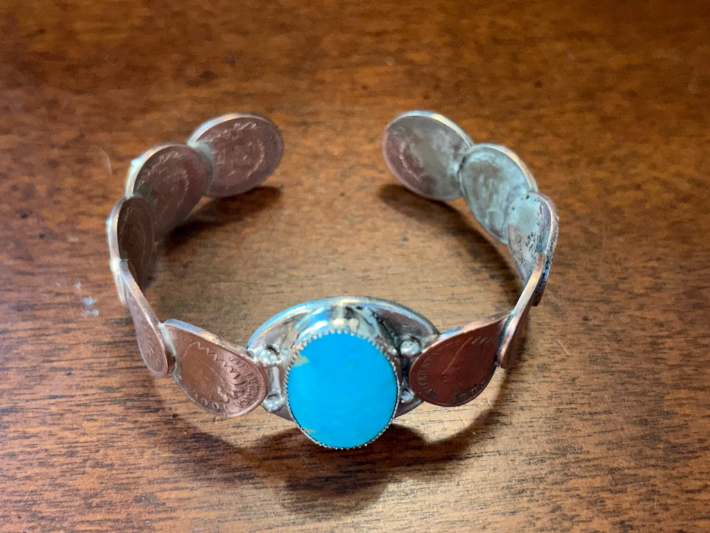 Kingman Indian Head Penny Cuff size 7.5”