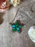 Peacock Dahlia Star Necklace 16”