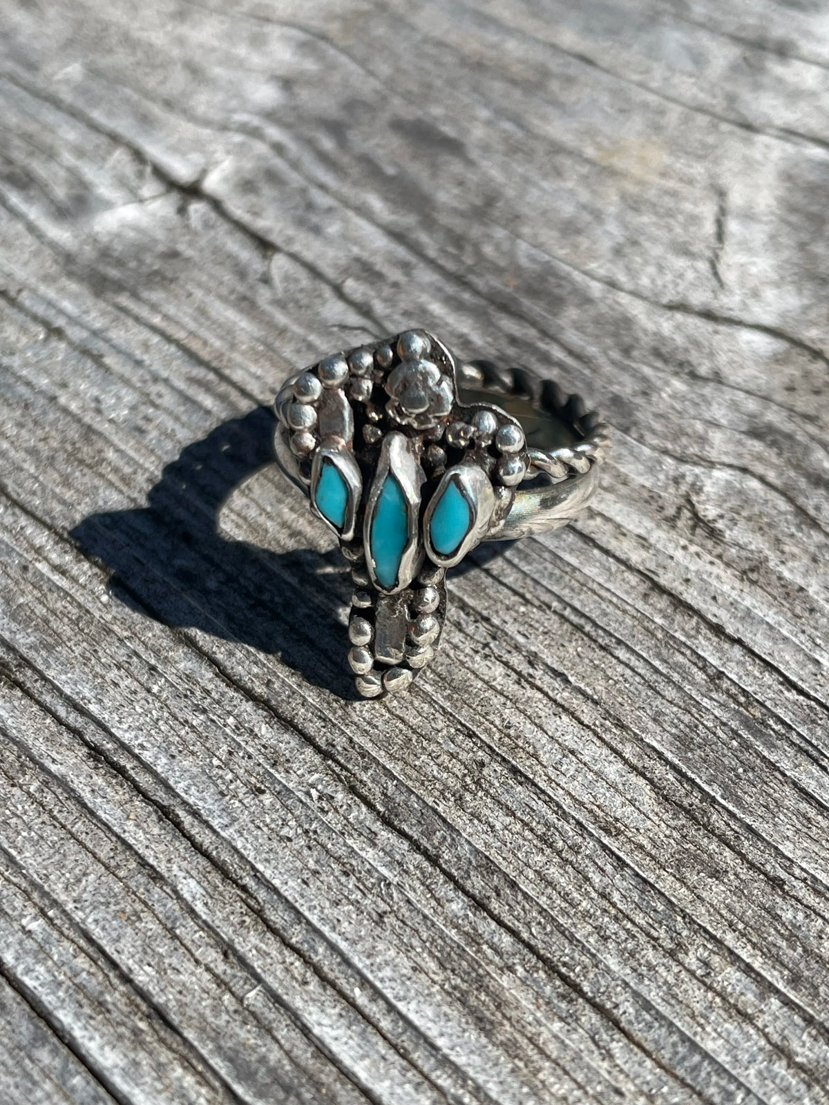 Cactus Inspired Kingan Turquoise Ring Size 8