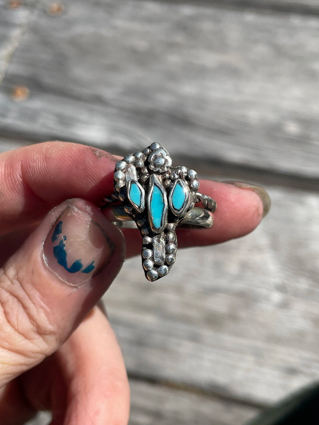 Cactus Inspired Kingan Turquoise Ring Size 8