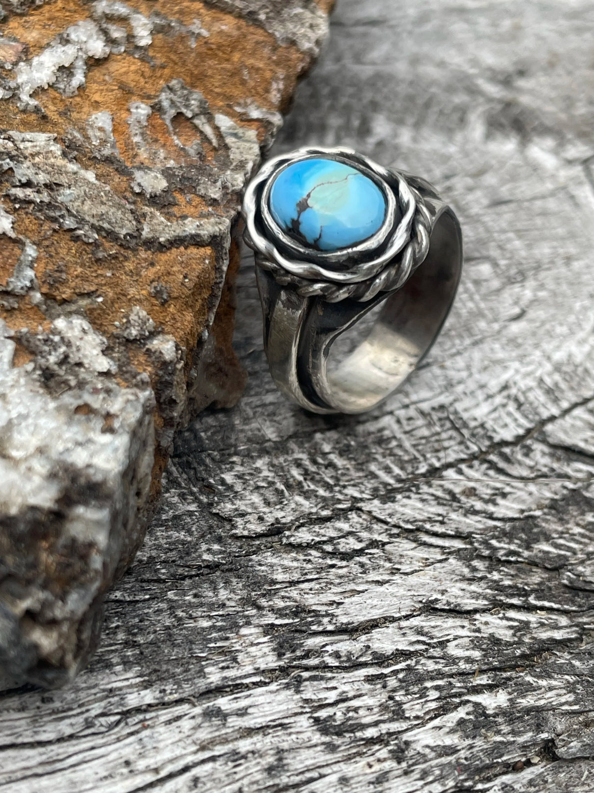 Golden Hills Turquoise Sterling Silver Statement Ring Size 7