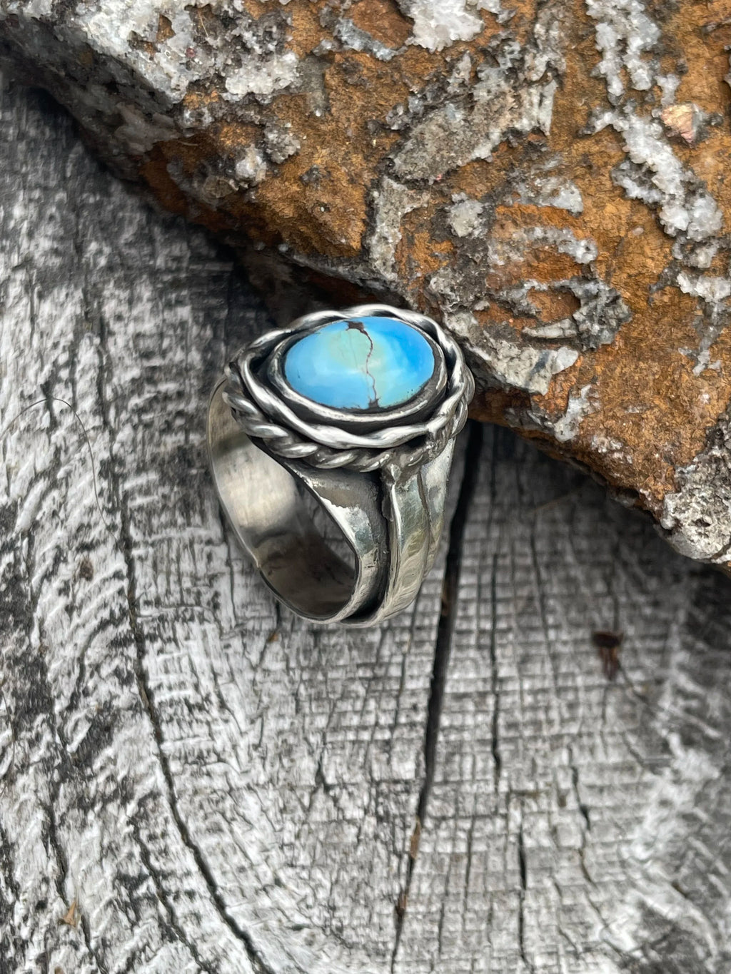 Golden Hills Turquoise Sterling Silver Statement Ring Size 7
