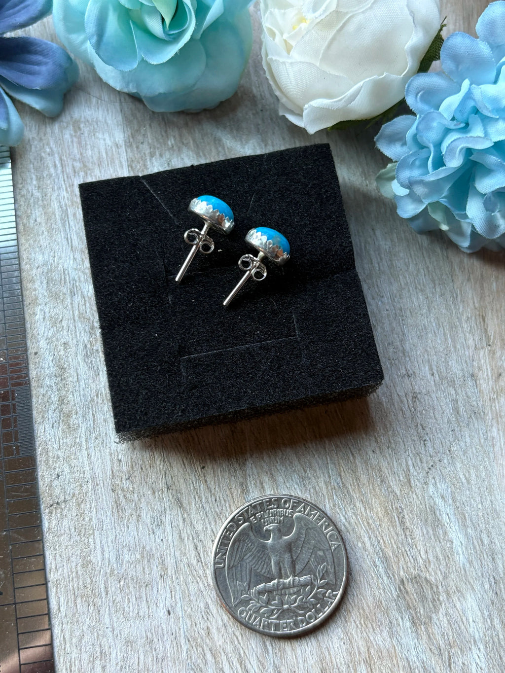 Kingman Turquoise Stud Earrings 8mm