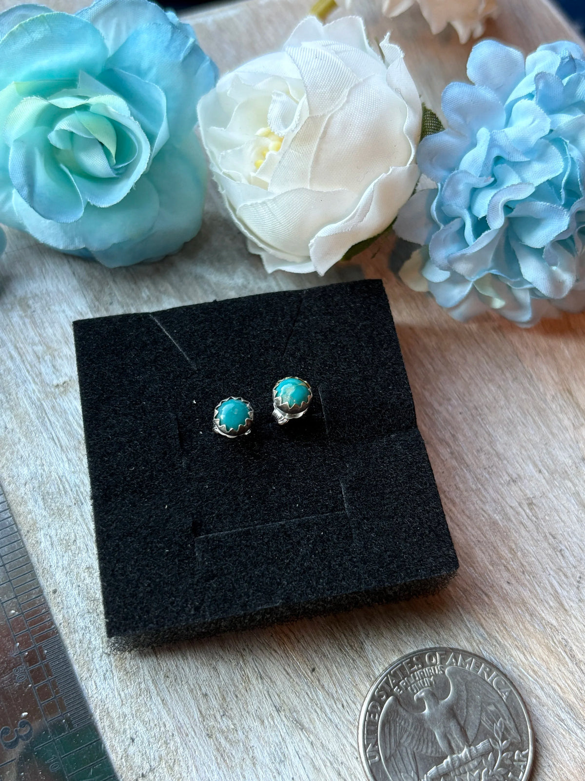 Kingman Turquoise Stud Earrings 5mm