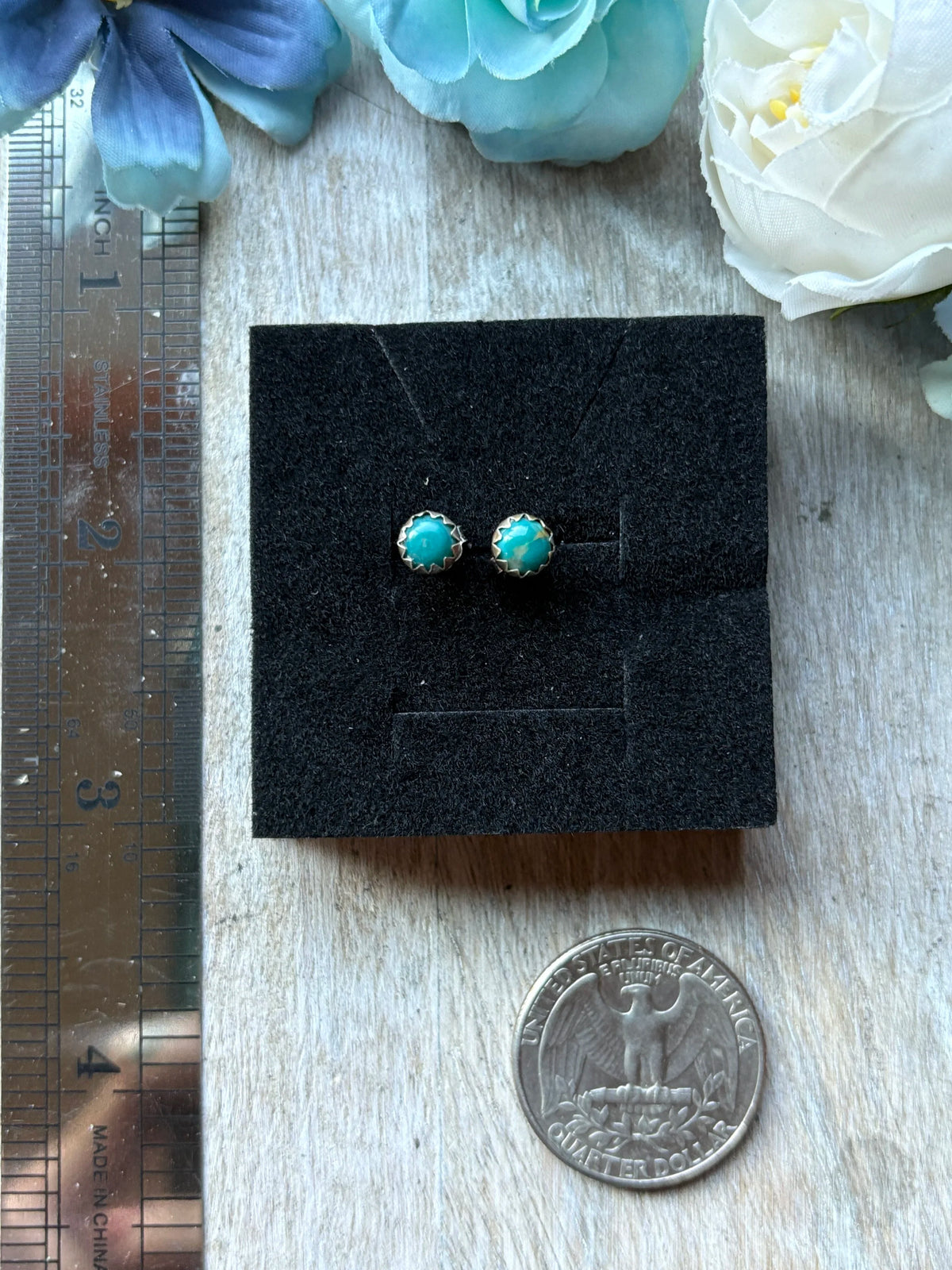 Kingman Turquoise Stud Earrings 5mm
