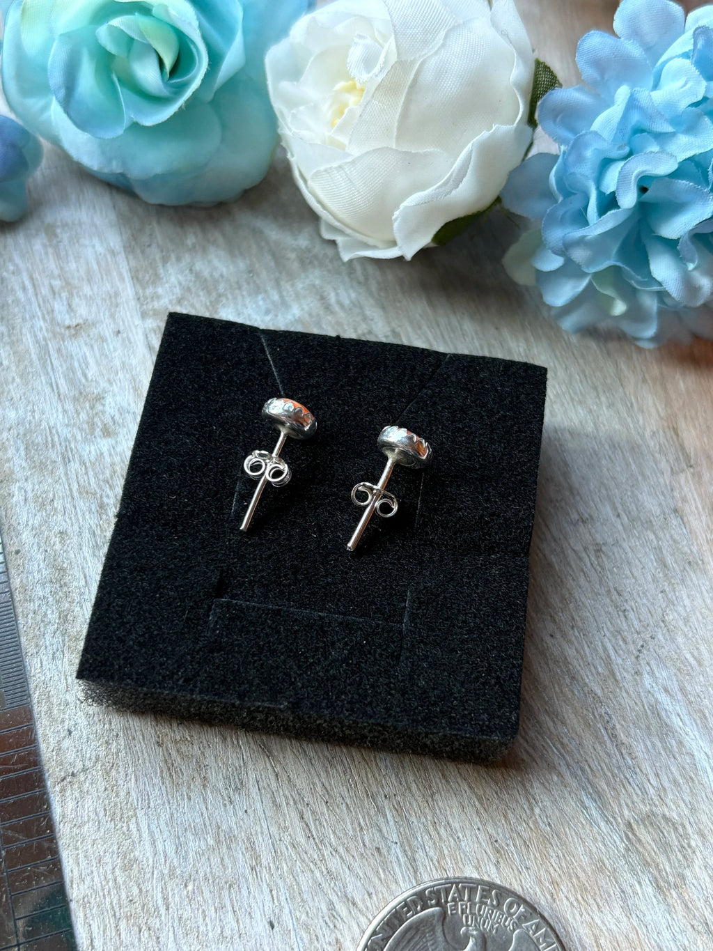 Orange Spiny Stud Earrings 6mm