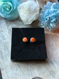 Orange Spiny Stud Earrings 6mm